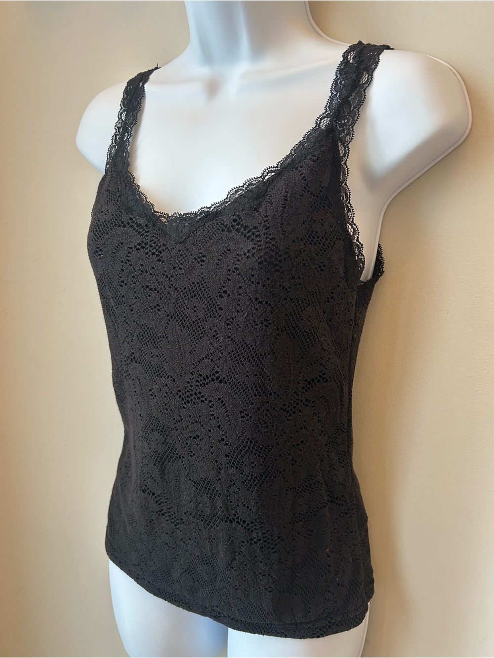 Y2K Faded Glory Cotton blend Lace Overlay Tank Top Camisole Romantic Festival